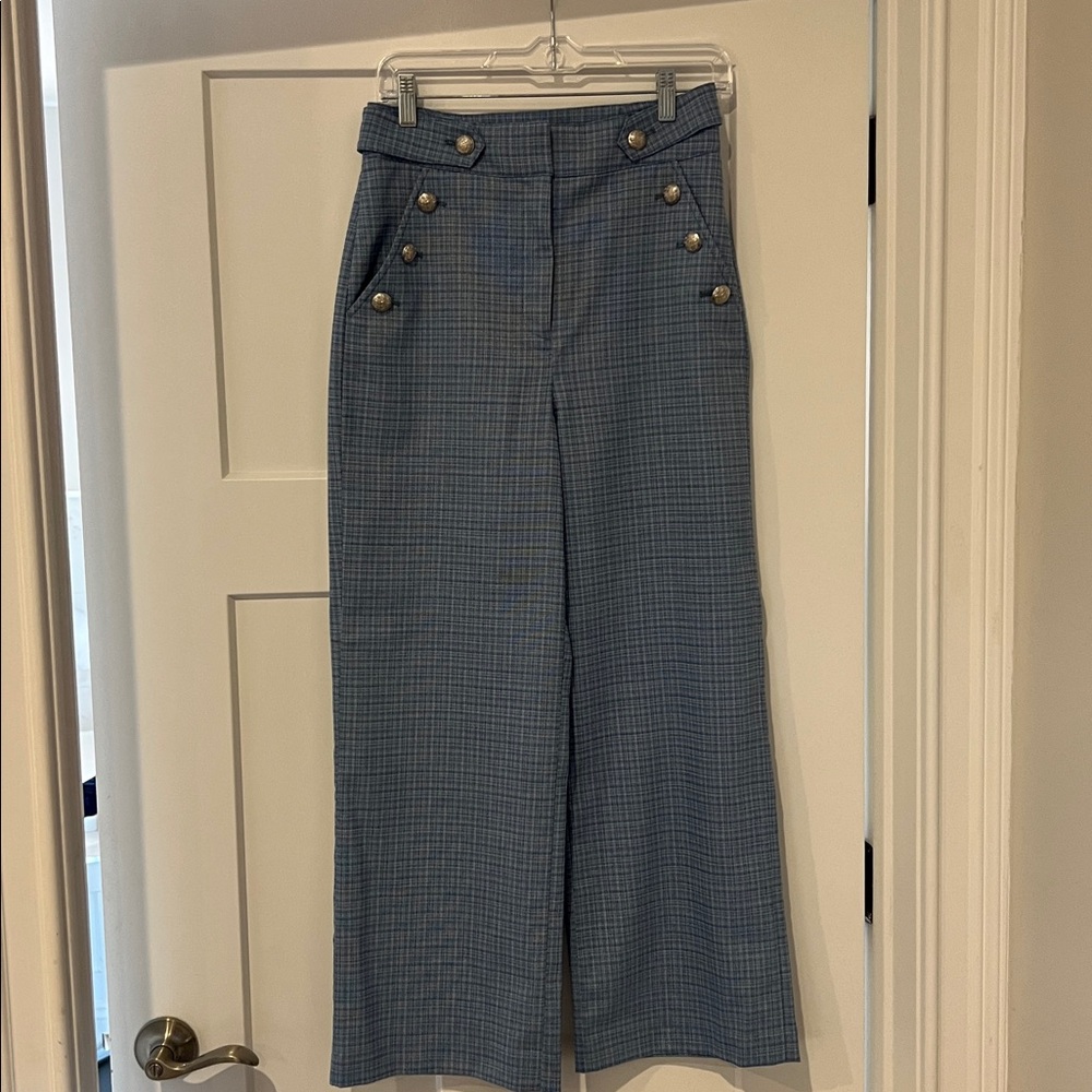 Veronica Beard Blue Textured cropped Pants